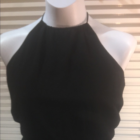 Asymmetrical halter dress in blk poly crepe sz 12 - Picture 2 of 5